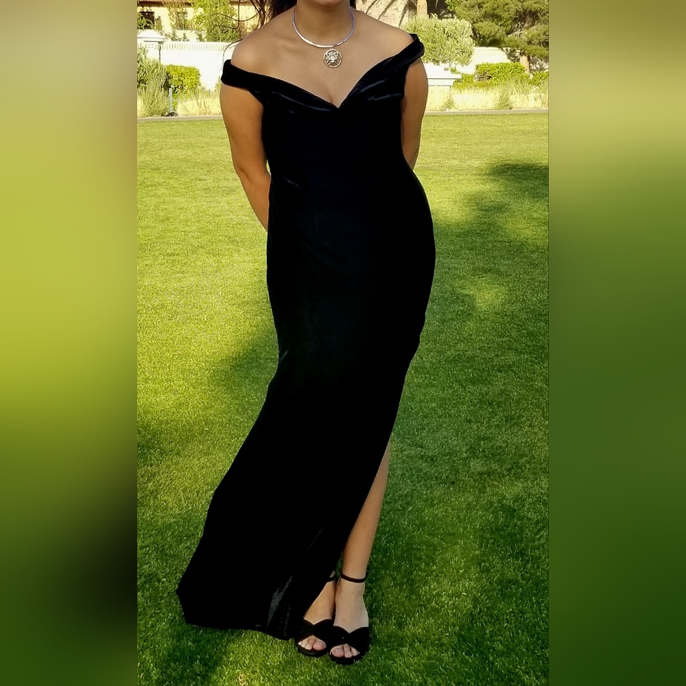 Gorgeous Black Long Velour Dress